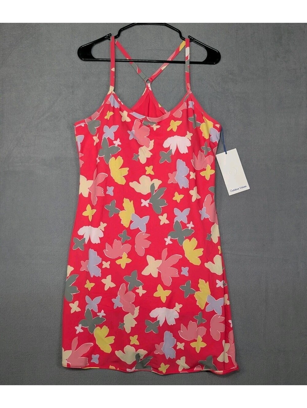 Outdoor Voices Womens XL Pink Butterfly Exercise Dress Built In Shorts Athletics